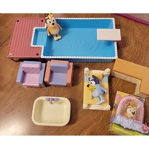 Bluey's furniture Bluey  figure mixed lot toys swimming pool etc...